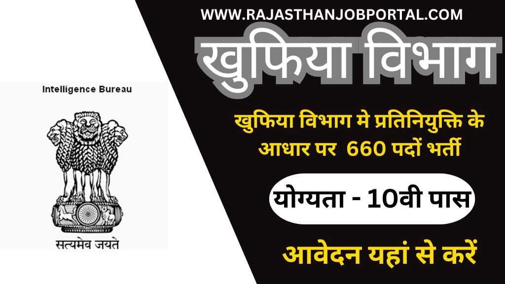 khuphiya vibhaag 660 Vacancy 2024 खुफिया विभाग मे प्रतिनियुक्ति के आधार पर भर्ती