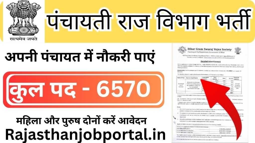 Panchayati Raj Vibhag Recruitment 2024 पंचायती राज विभाग में 6570 पर निकली भर्ती जल्दी करें